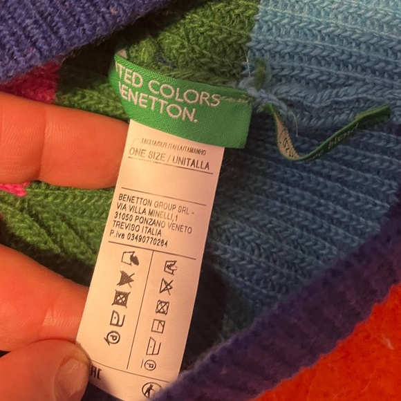 United Colors of Benetton unisex wool and cashmere striped hat tuque NWT - Picture 3 of 6